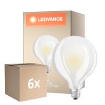 Confezione Multipack 6x Ledvance  Classic LED E27 Globe Filamento Ghiaccio 11W 1521lm - 827 Bianco Molto Caldo | Sostitutiva 100W
